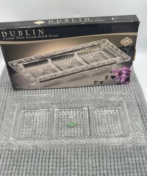 Shannon Crystal by Godinger Dublin Crystal Three Section Relish Server